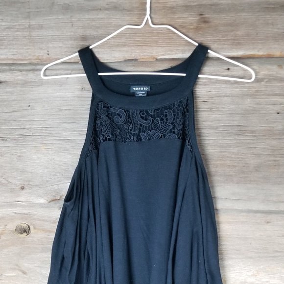 Black Lace Soft Knit Cold Shoulder Torrid Size 0 - Picture 1 of 5